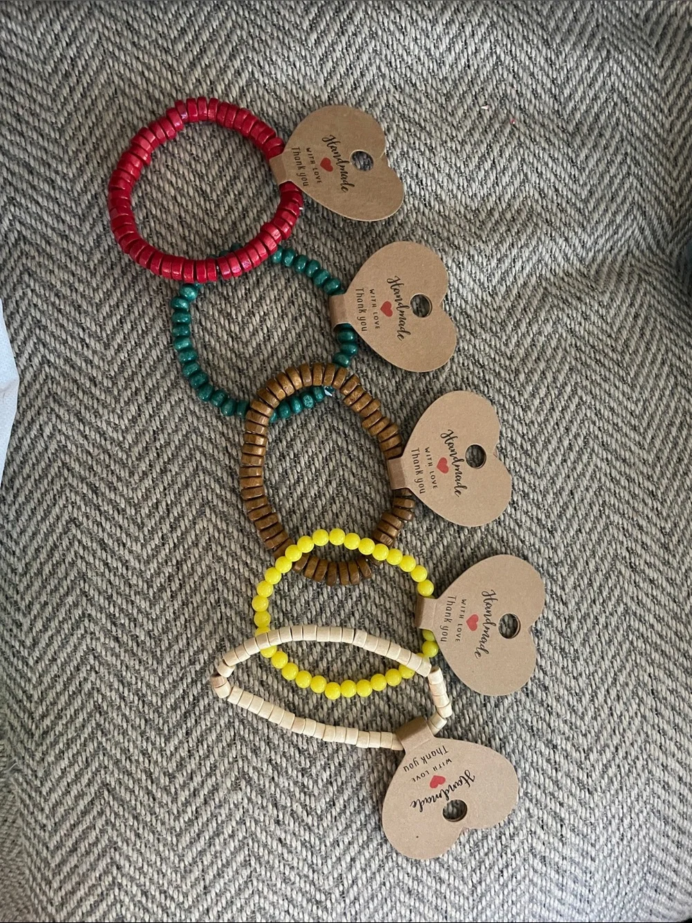 Handmade Kids Beaded Bracelet - Yellow & Natural - Unbranded